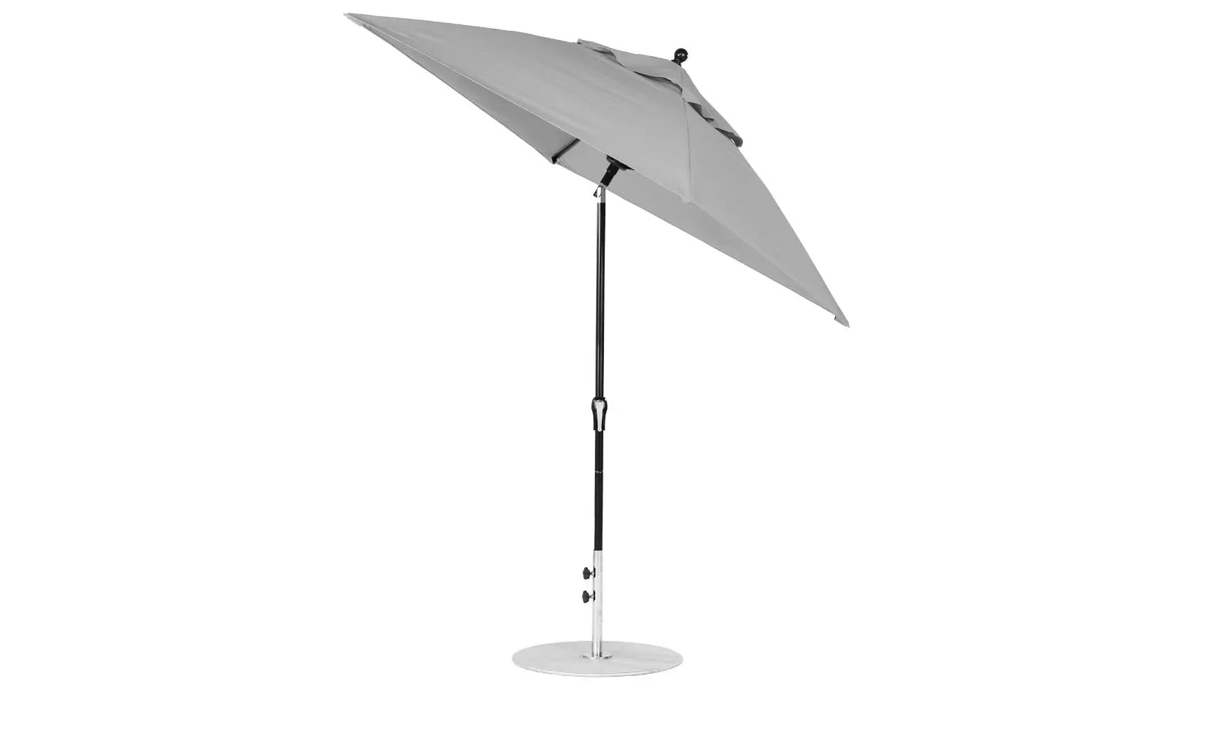 6.5-foot square crank auto tilt essential fiberglass umbrella in white with black ribs and silver canopy