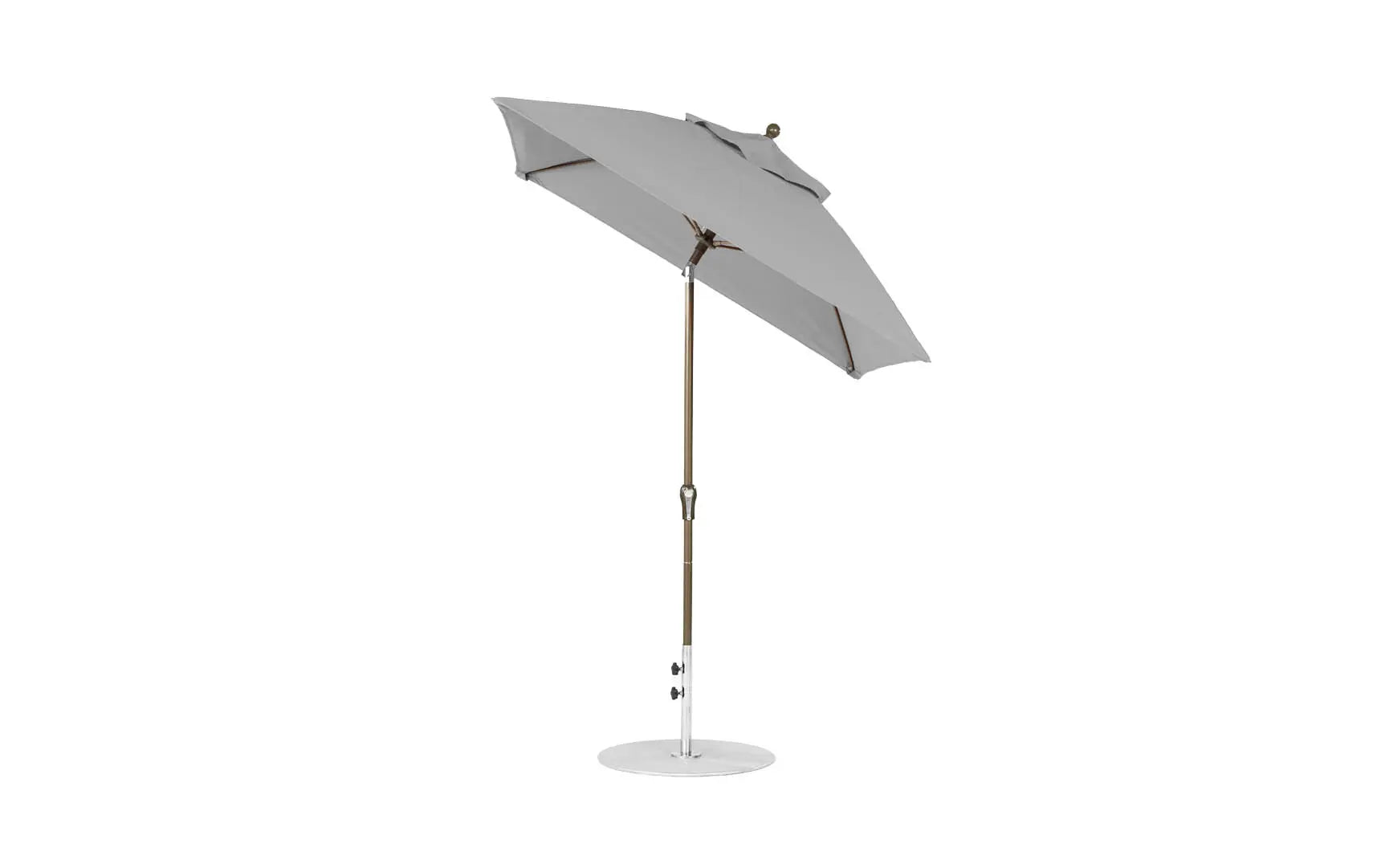 6.5-foot square crank auto tilt essential fiberglass umbrella in white with black ribs and silver canopy