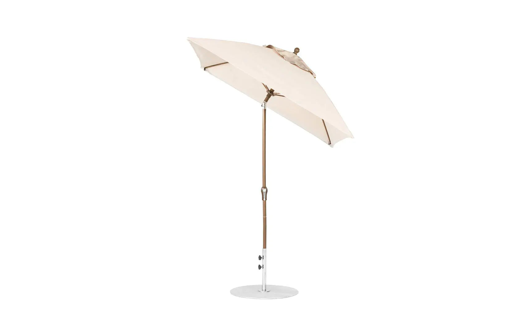 6.5-foot square crank auto tilt essential fiberglass umbrella in white with black ribs and silver finish