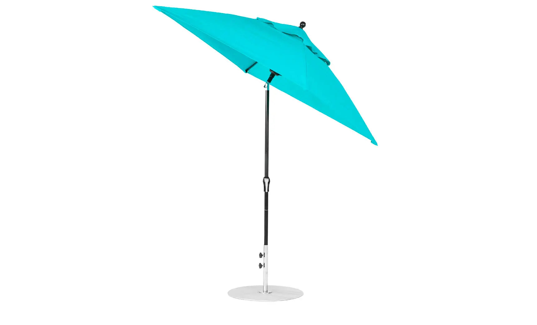 6.5-foot square crank auto tilt essential fiberglass umbrella in white with black ribs and silver canopy