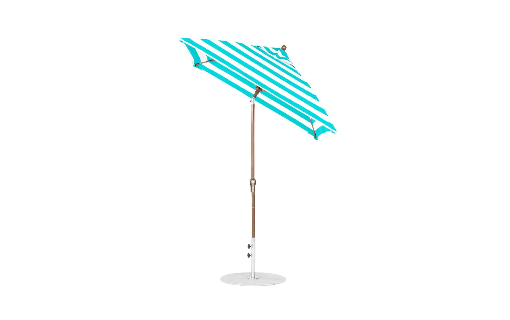 6.5-foot square crank auto tilt essential fiberglass umbrella in white with black ribs and silver hardware