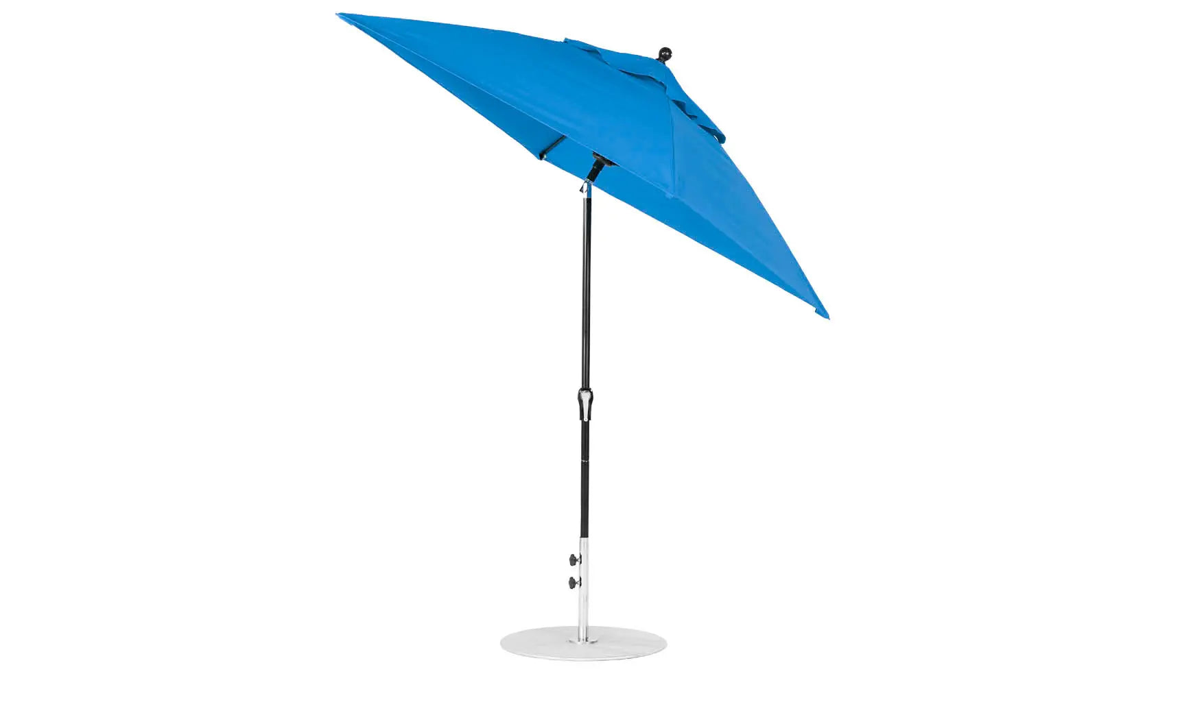 6.5-foot square crank auto tilt essential fiberglass umbrella in white with black ribs and silver finish