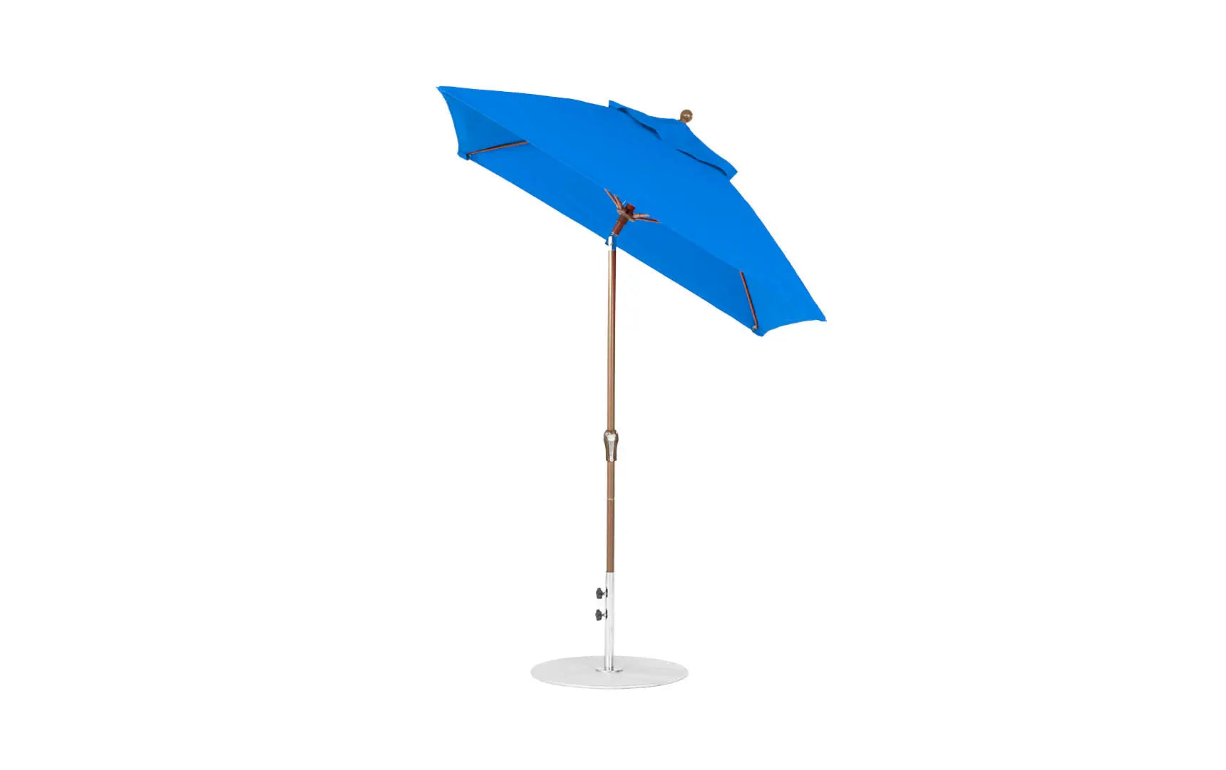 6.5-foot square crank auto tilt essential fiberglass umbrella in white with black ribs and silver canopy
