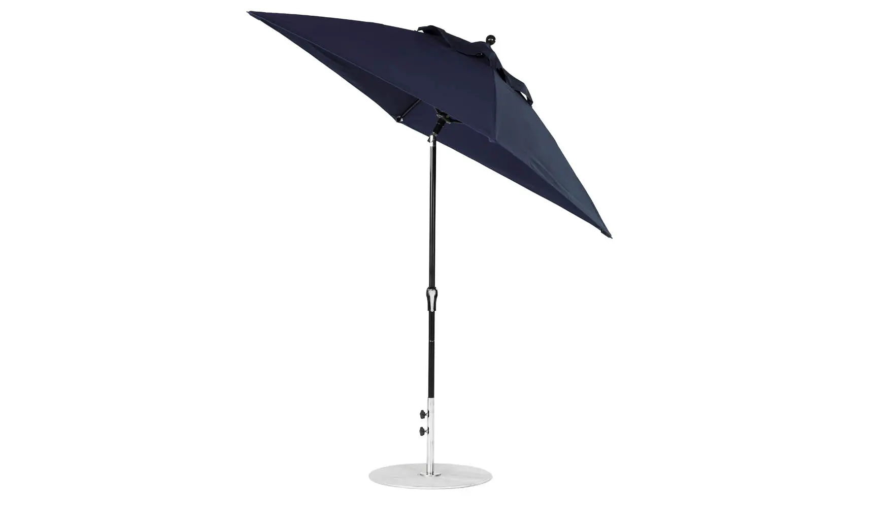 6.5-foot square crank auto tilt essential fiberglass umbrella in white with black ribs and silver finish