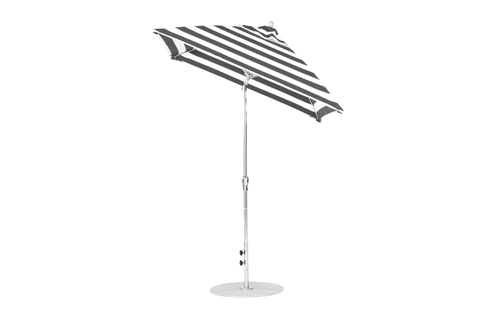 6.5-foot square crank auto tilt essential fiberglass umbrella in white with black ribs and silver canopy