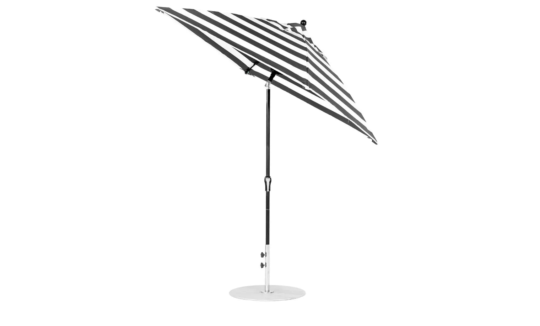 6.5-foot square crank auto tilt essential fiberglass umbrella in white with black ribs and silver canopy