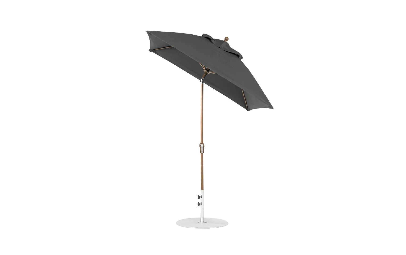 6.5 foot square crank auto tilt essential fiberglass umbrella in beige with black ribs and base