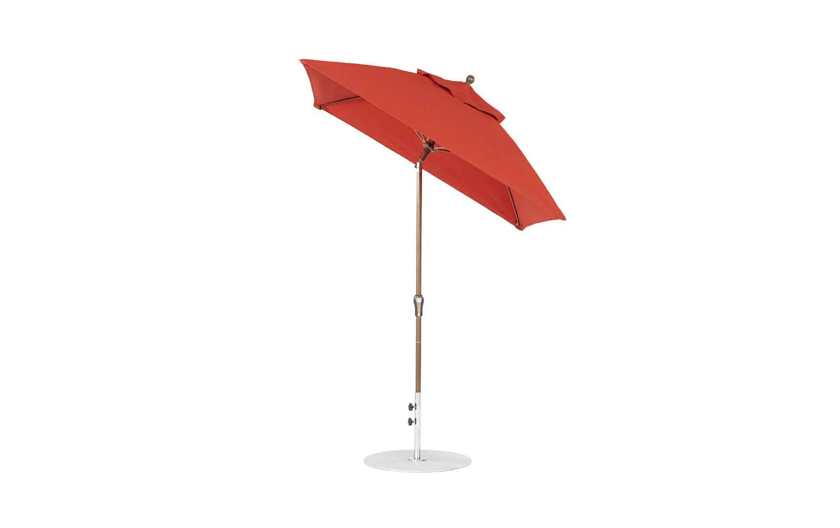 6.5-foot square crank auto tilt essential fiberglass umbrella in white with black ribs and silver canopy