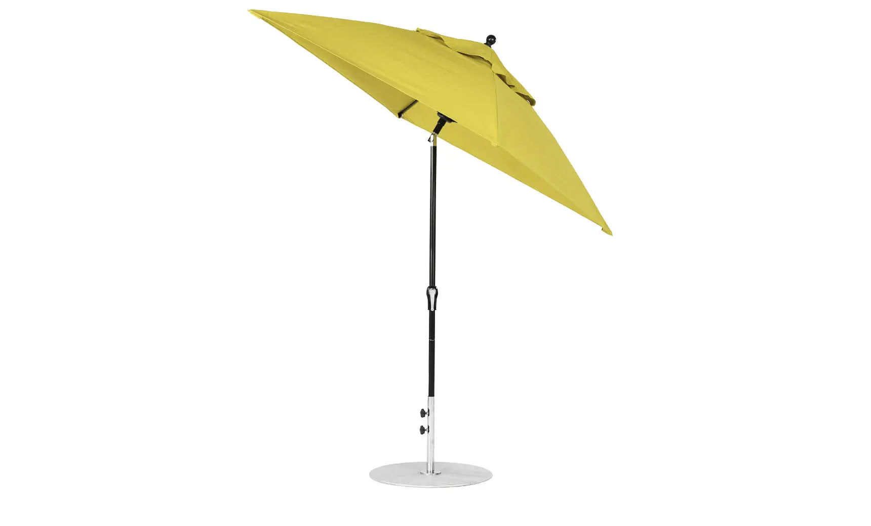 6.5-foot square crank auto tilt essential fiberglass umbrella in white with black ribs and silver hardware