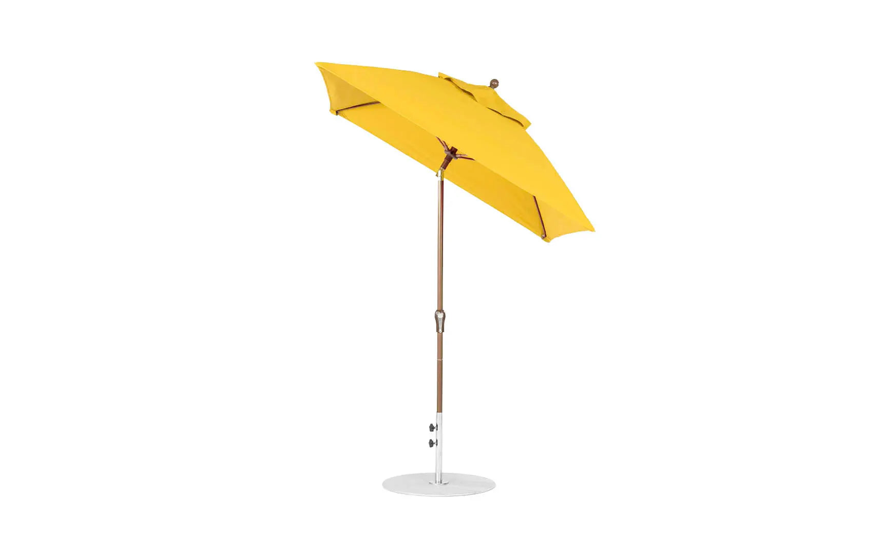 6.5-foot square crank auto tilt essential fiberglass umbrella in white with black ribs and silver canopy