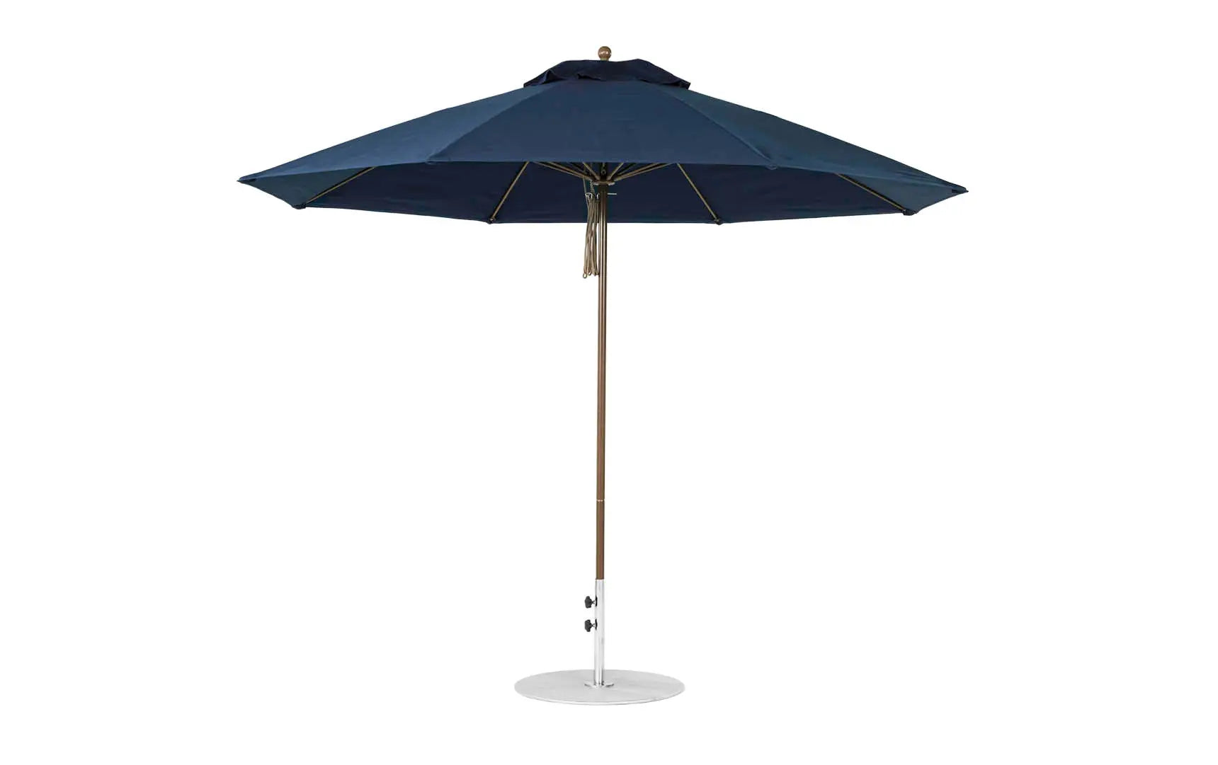 11-foot octagon pulley essential fiberglass umbrella with black ribs and silver canopy