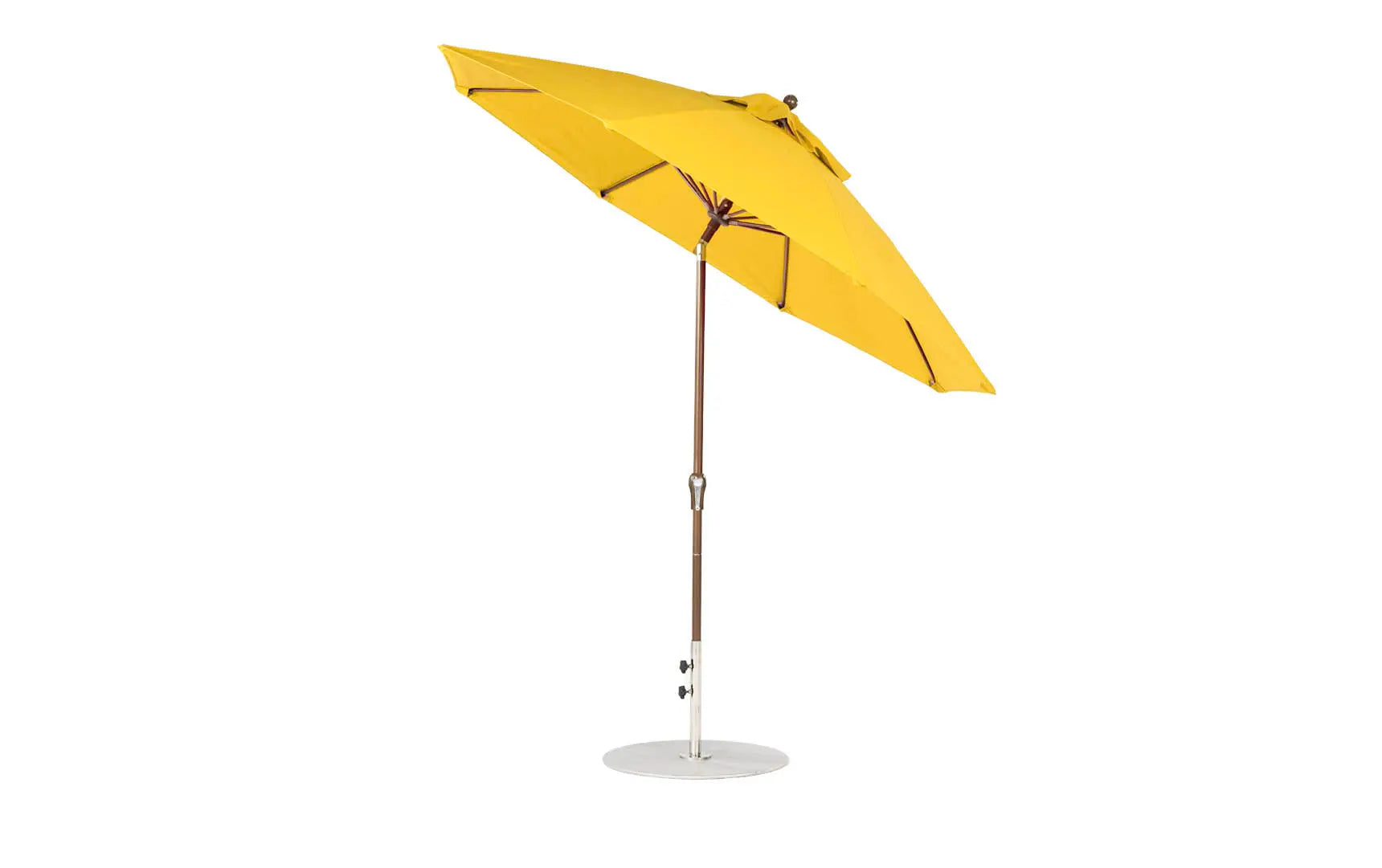 9-foot octagonal crank auto tilt essential fiberglass umbrella in white with black ribs and silver canopy