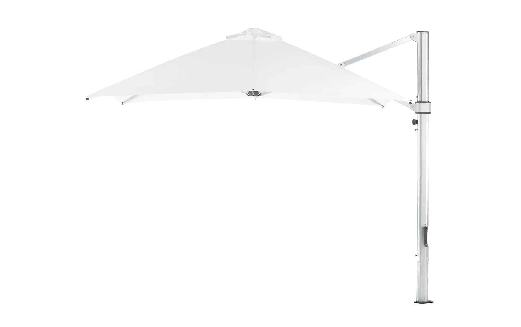 10-foot square ultra cantilever umbrella in black with silver poles and base