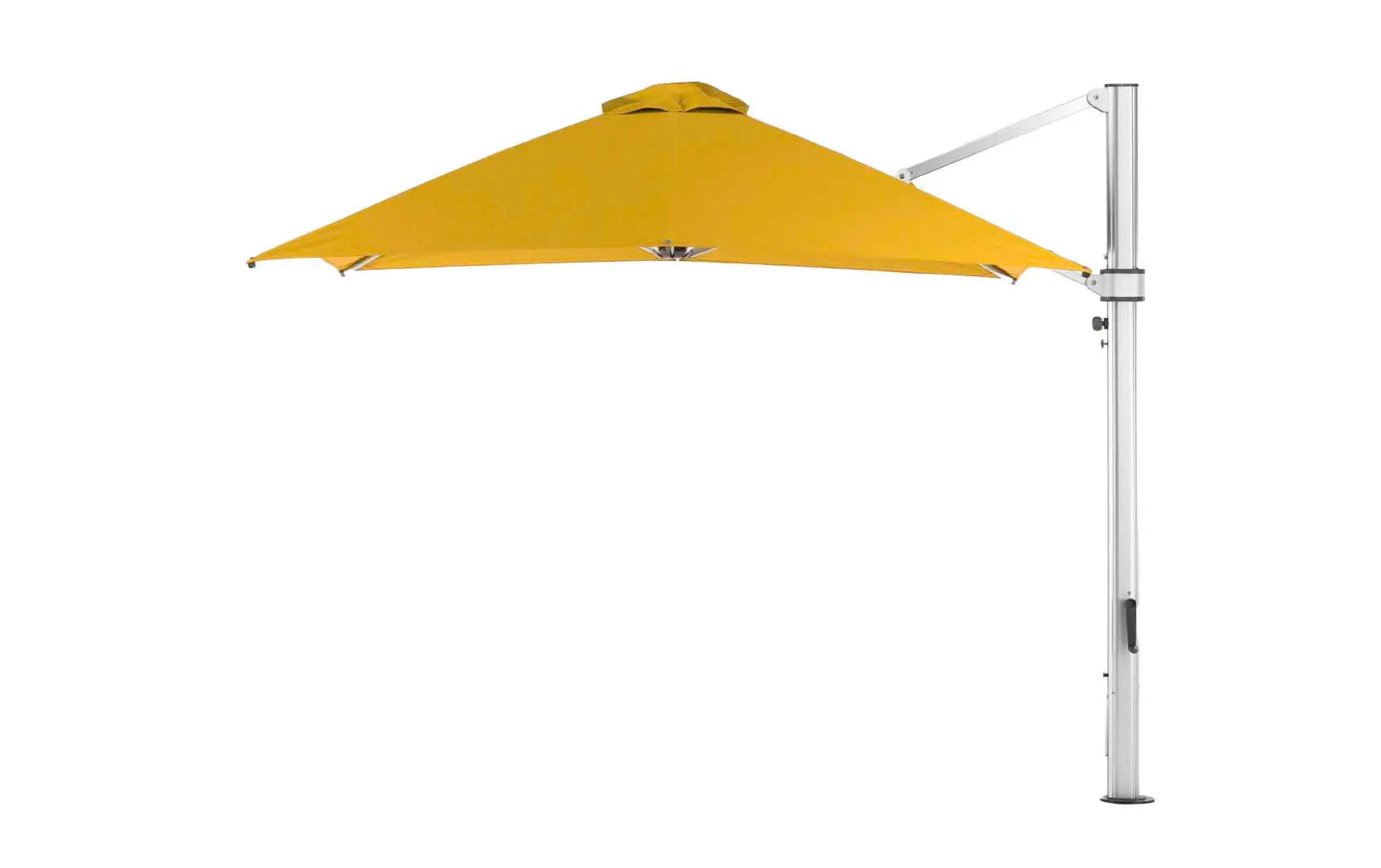 10-foot square ultra cantilever umbrella in black with silver poles and base