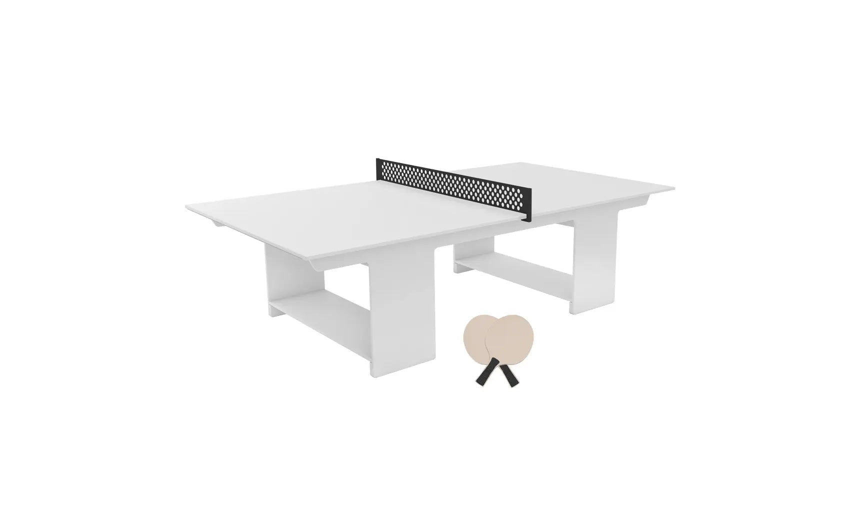 Table tennis set including racket, balls, and net stand in a travel case.