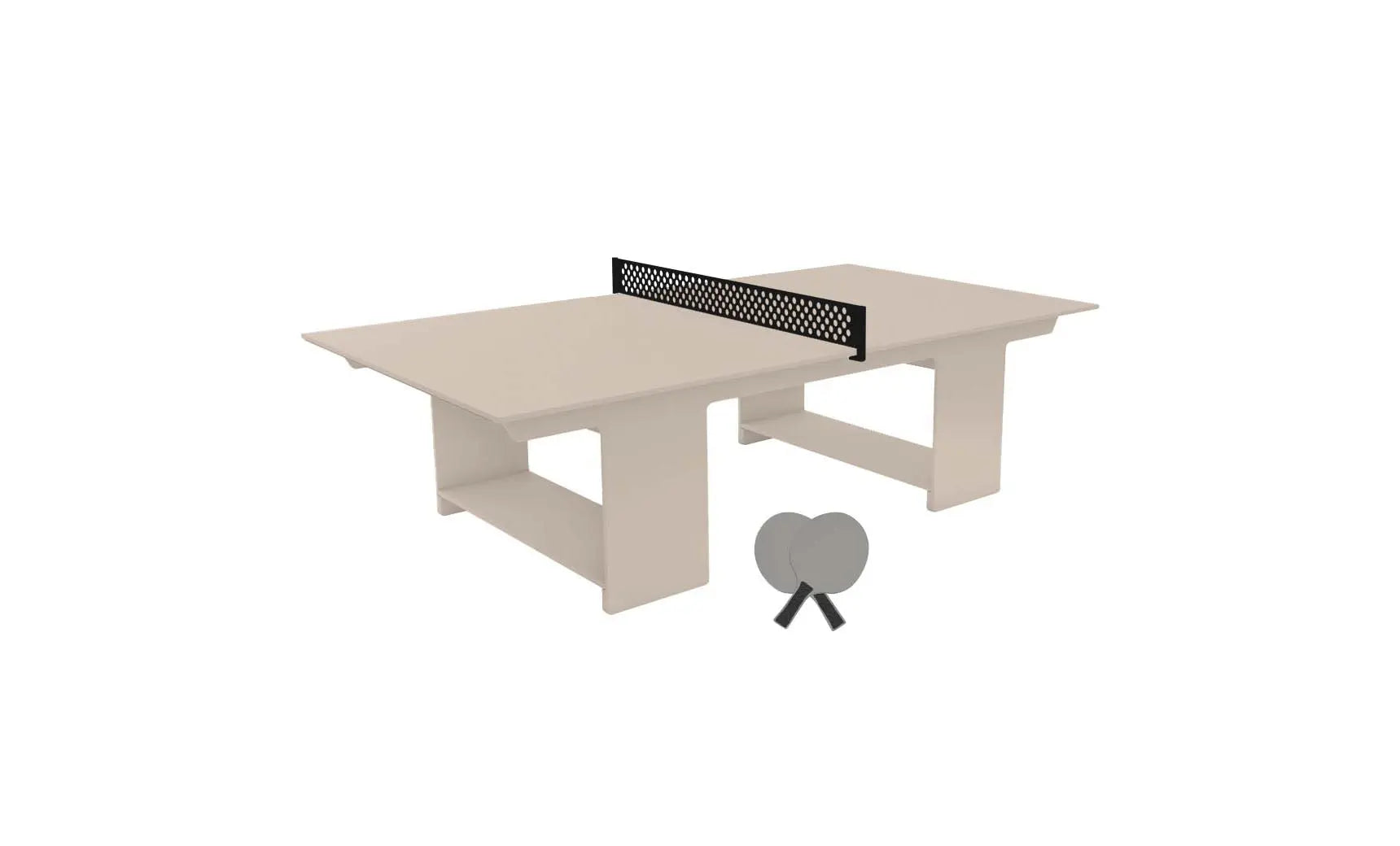 Table tennis set including racket, balls, and net stand in a travel case.