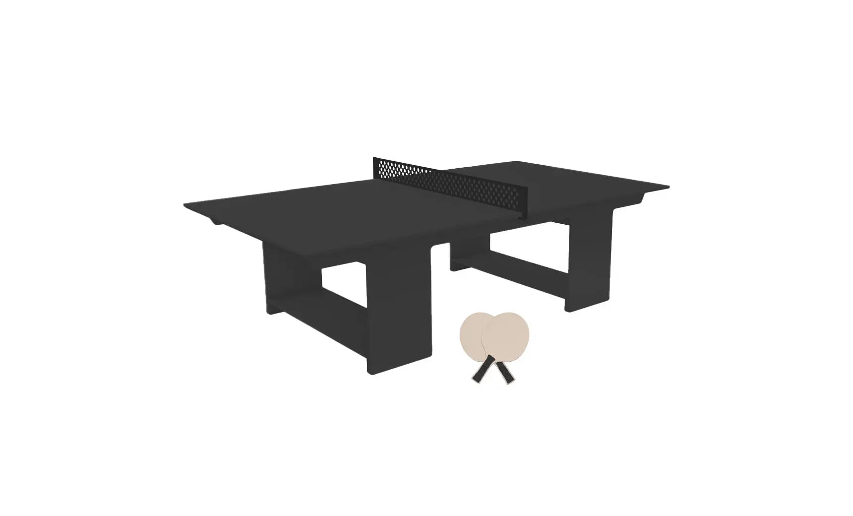 Table tennis set including racket, balls, and net stand in a travel case.
