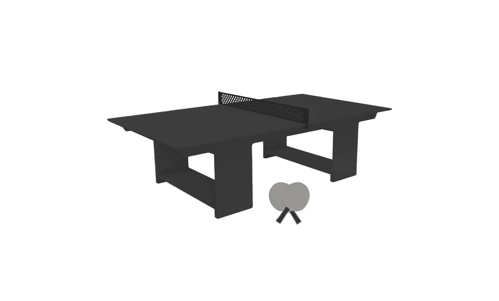 Table tennis set including racket, balls, and net stand in a travel case.