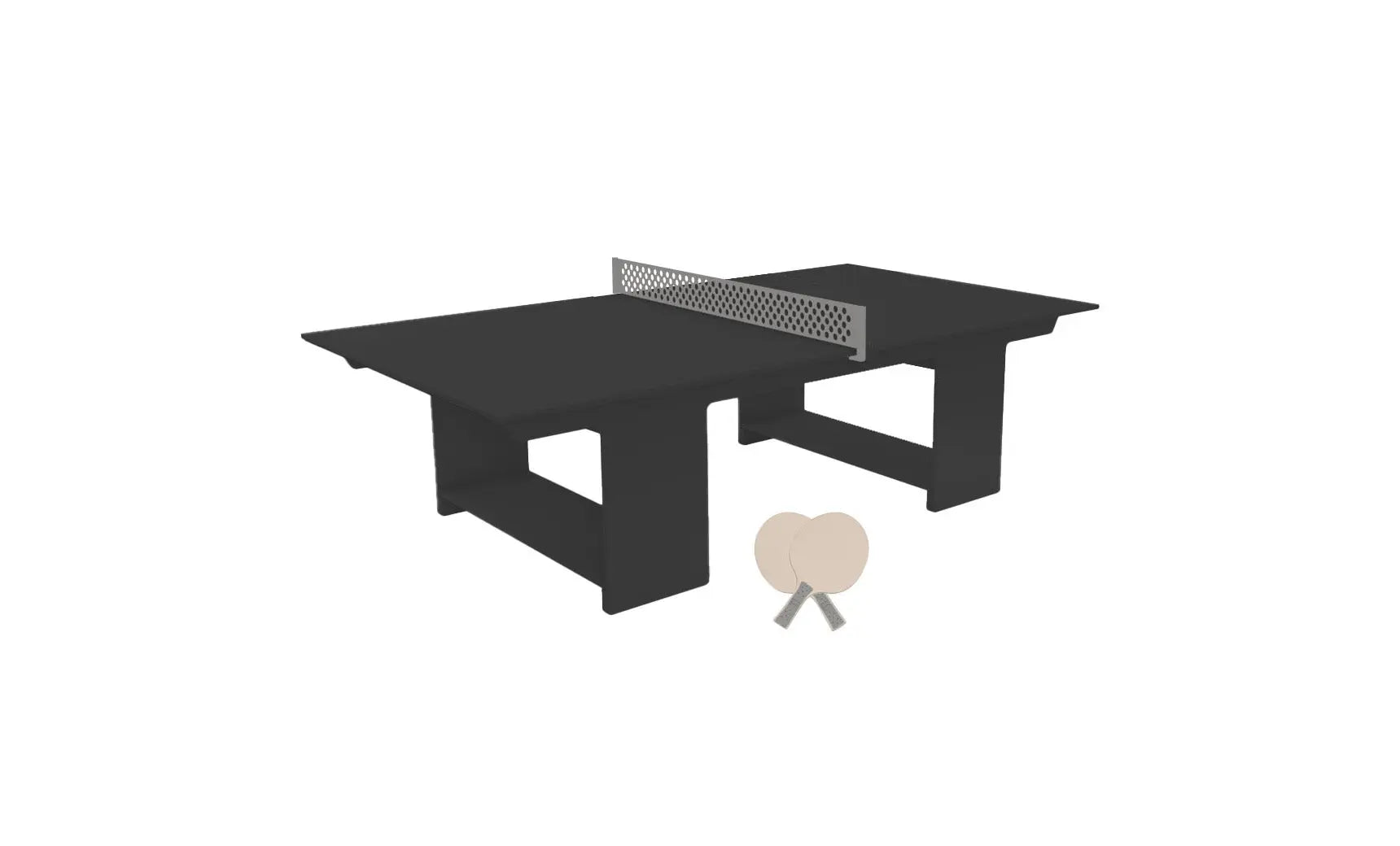 Table tennis set including racket, balls, and net stand in a travel case.