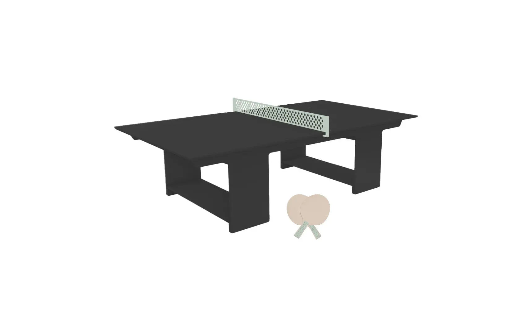 Table tennis set including racket, balls, and net stand in a travel case.