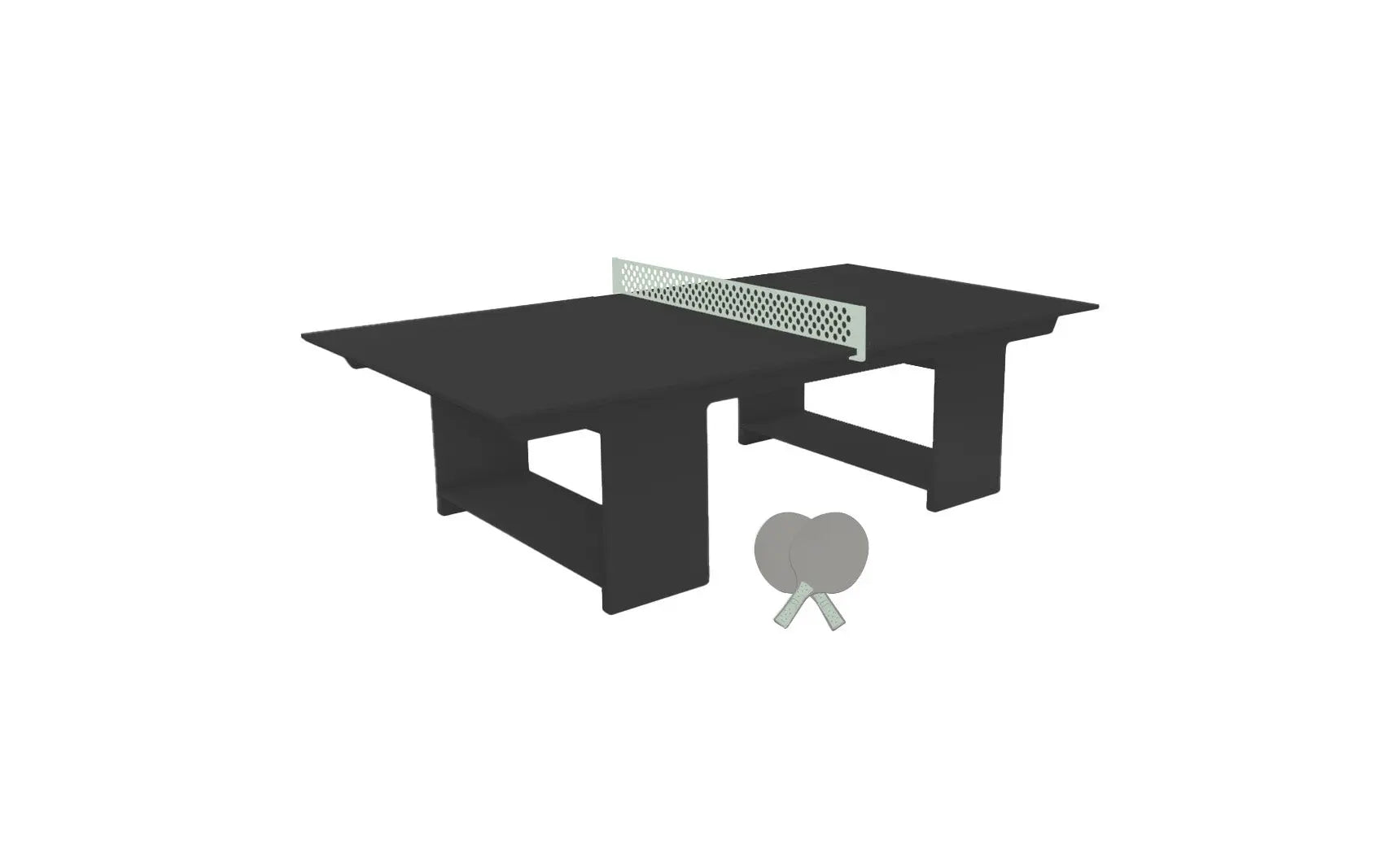 Table tennis set including racket, balls, and net stand in a travel case.
