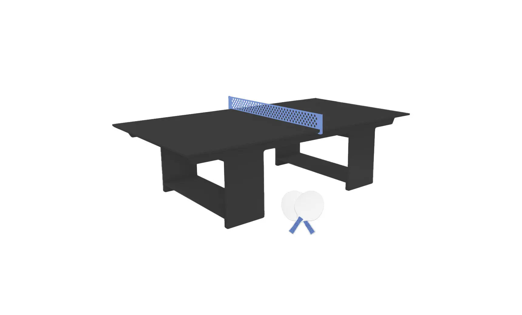 Table tennis set including racket, balls, and net stand in a travel case.
