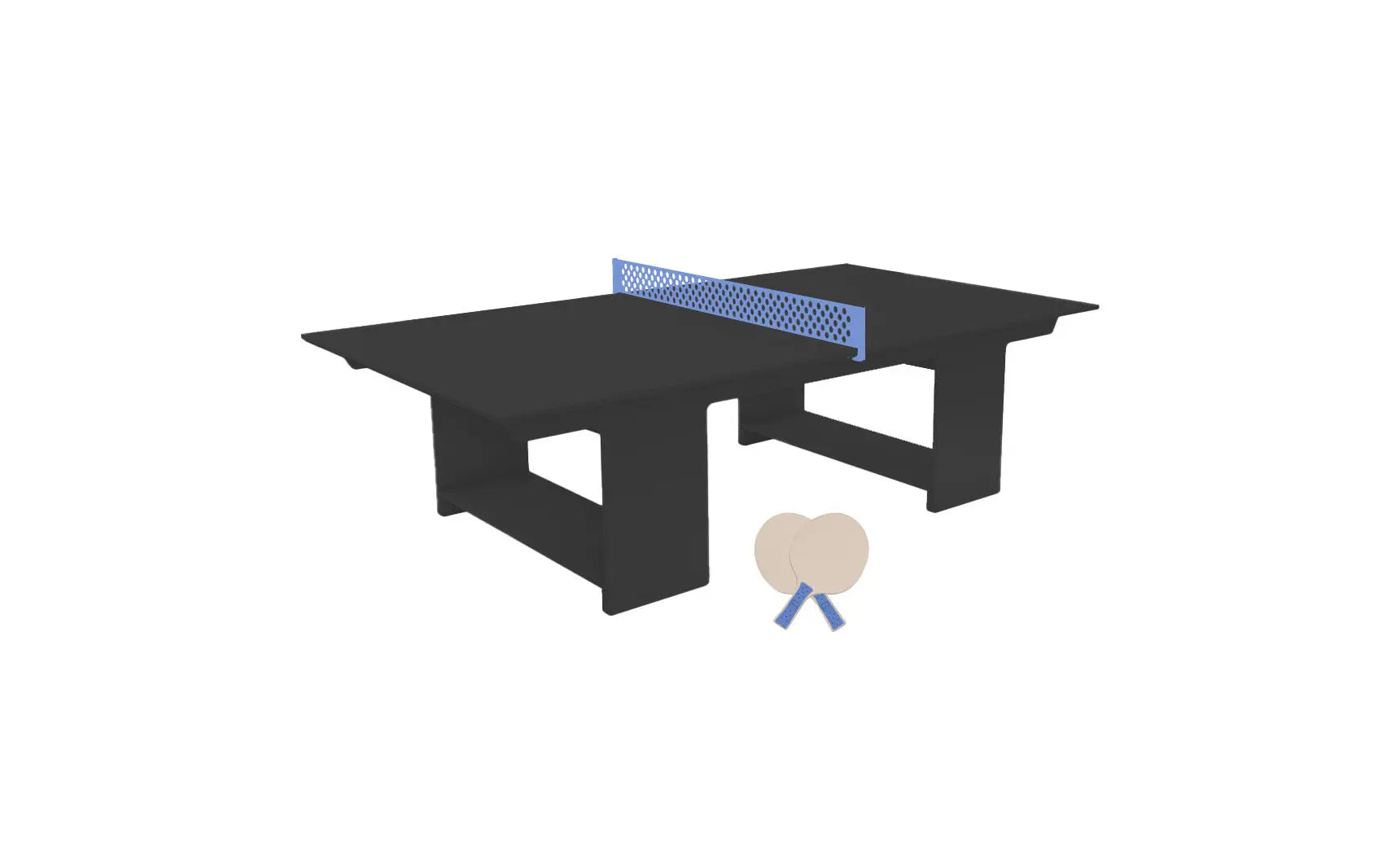 Table tennis set including racket, balls, and net stand in a travel case.