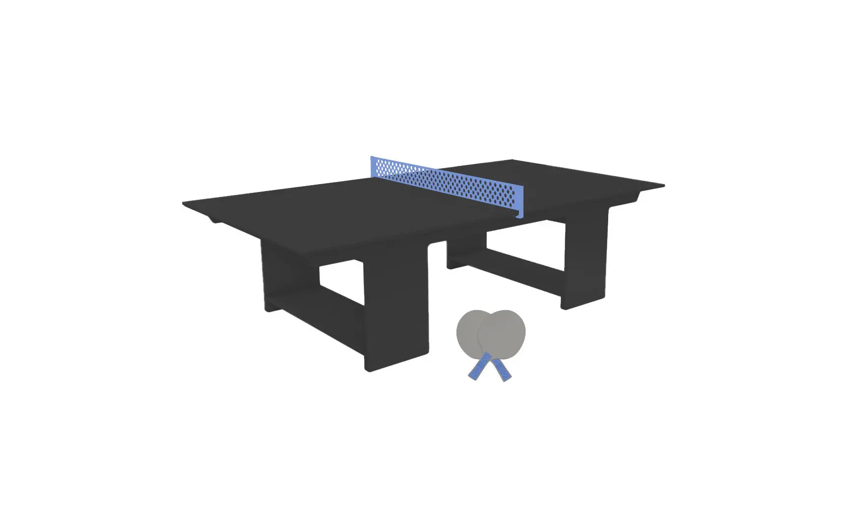 Table tennis set including racket, balls, and net stand in a travel case.