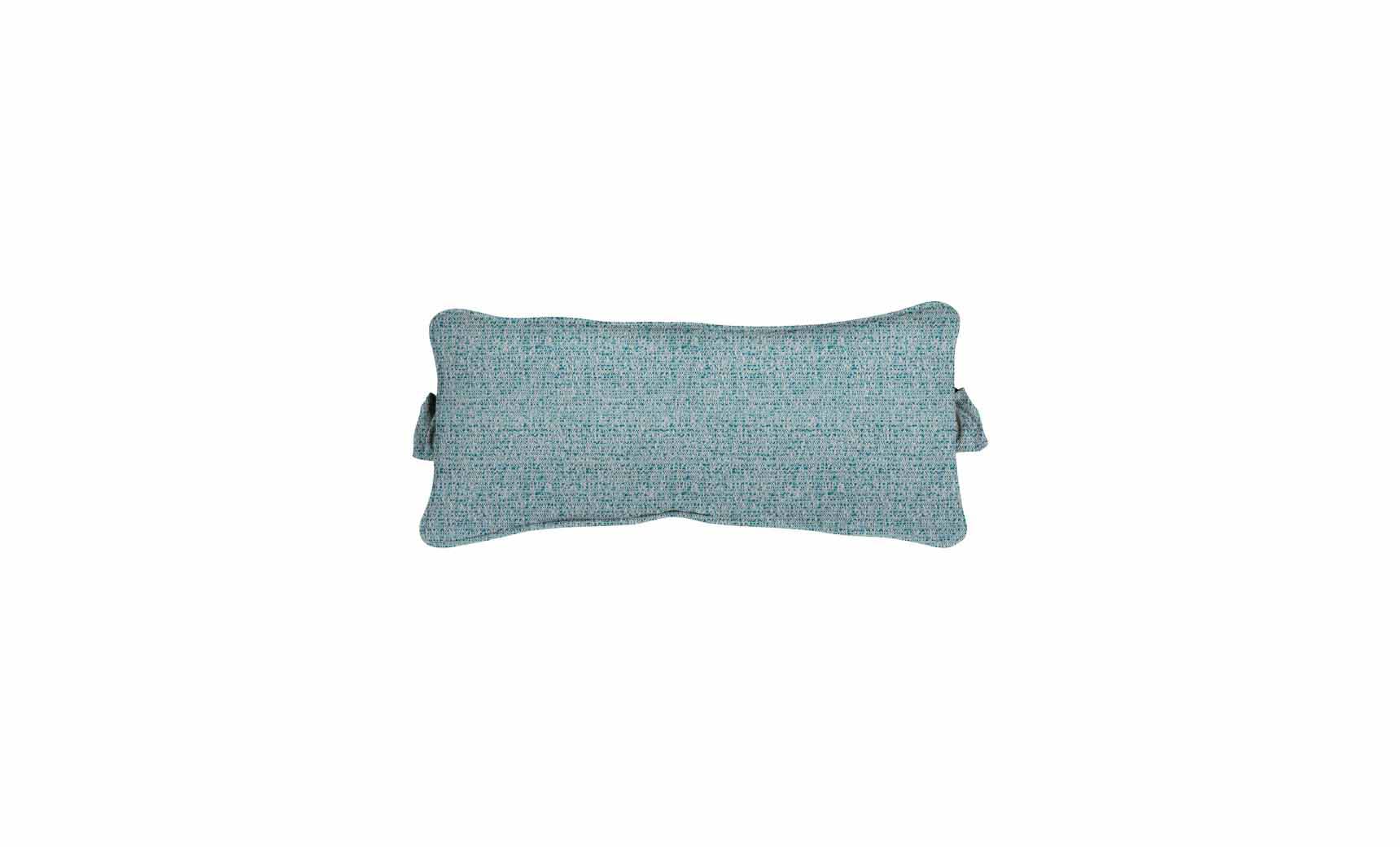 Signature headrest pillow with soft fabric cover and adjustable design for comfortable support during travel.