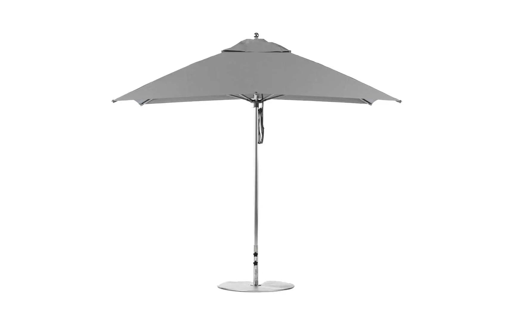 8.5-foot rectangle pulley essential fiberglass umbrella with clear canopy and silver frame