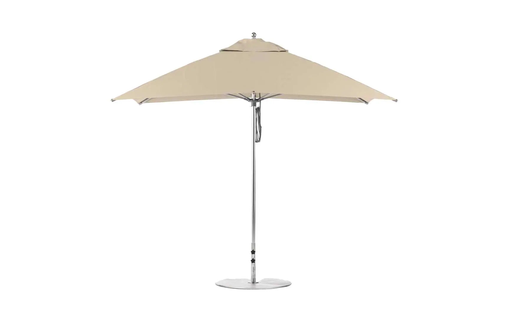 8.5-foot rectangle pulley essential fiberglass umbrella with clear canopy and silver frame