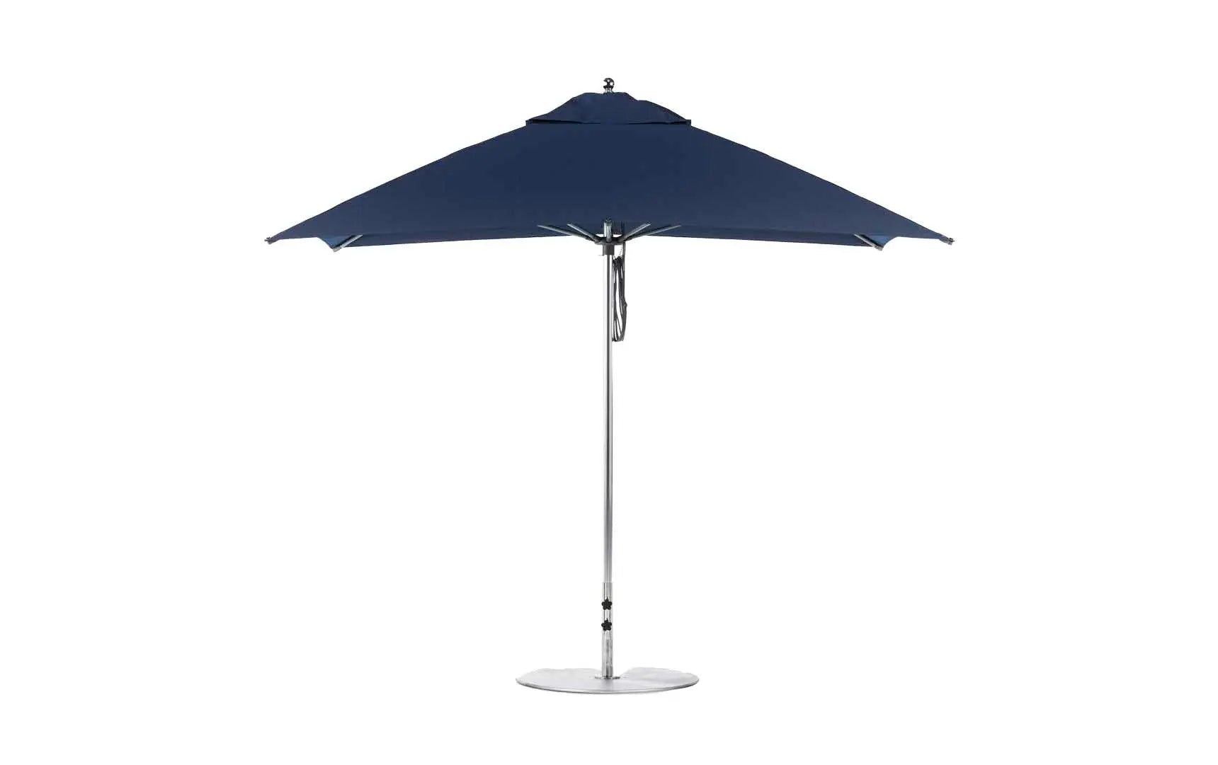 8.5-foot rectangle pulley essential fiberglass umbrella with clear canopy and silver frame