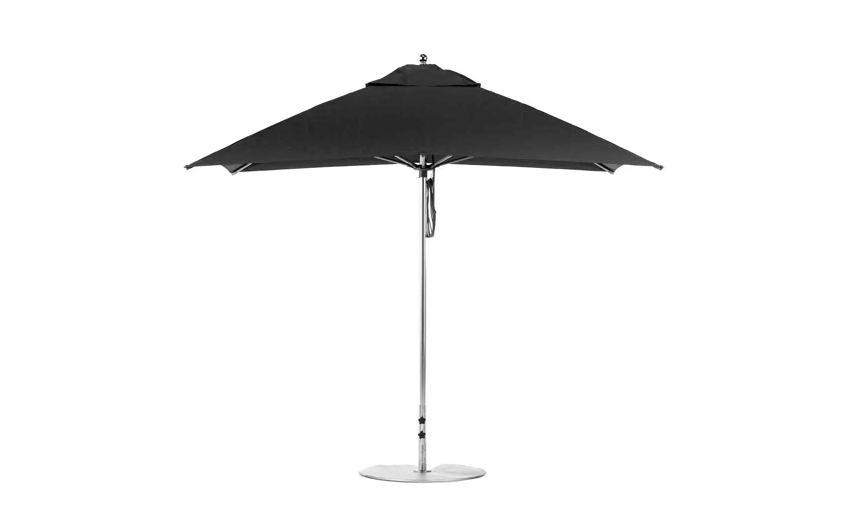 8.5-foot rectangle pulley essential fiberglass umbrella with clear canopy and silver frame