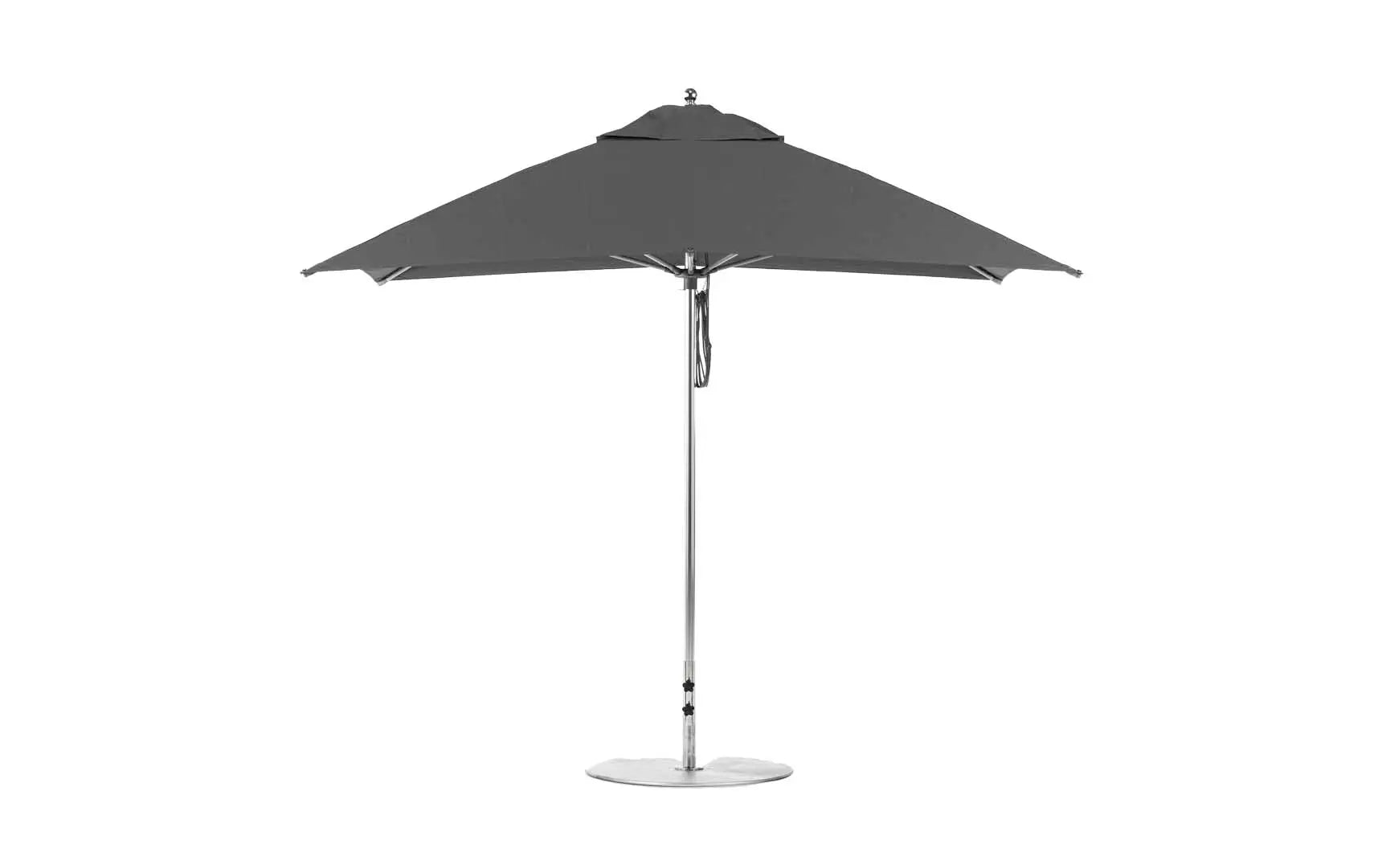 8.5-foot rectangle pulley essential fiberglass umbrella with clear canopy and silver frame