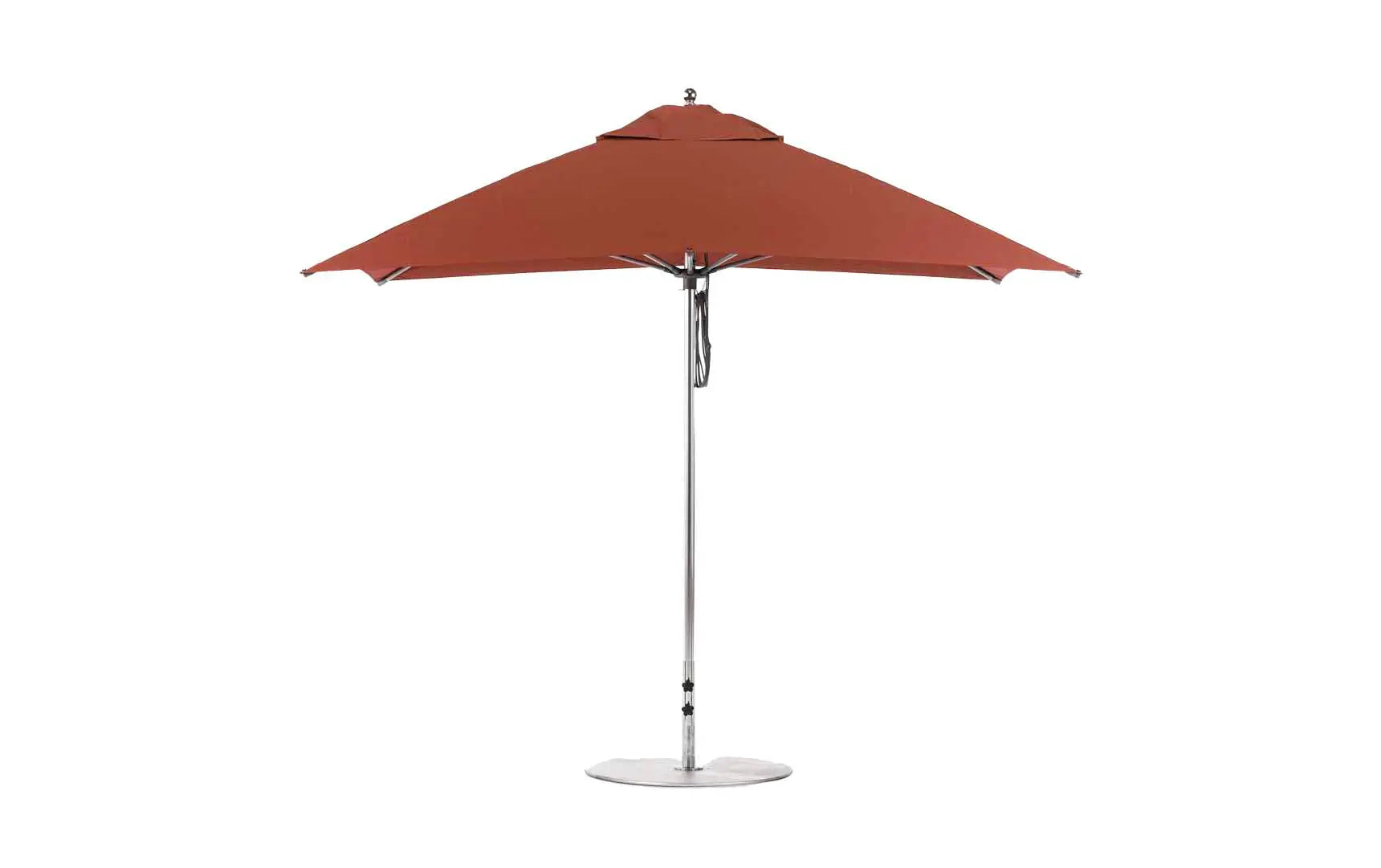 8.5-foot rectangle pulley essential fiberglass umbrella with wooden ribs and silver finish
