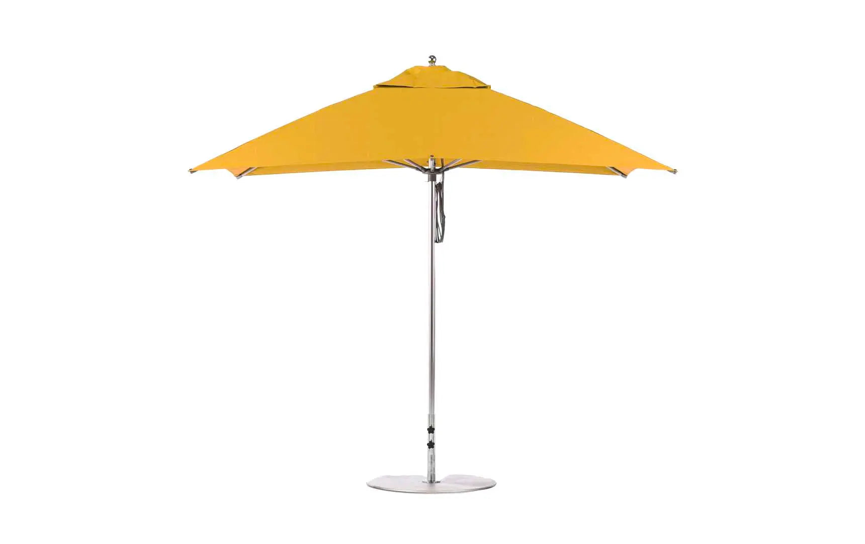 8.5-foot rectangle fiberglass umbrella with essential pulley system in a clean white finish.