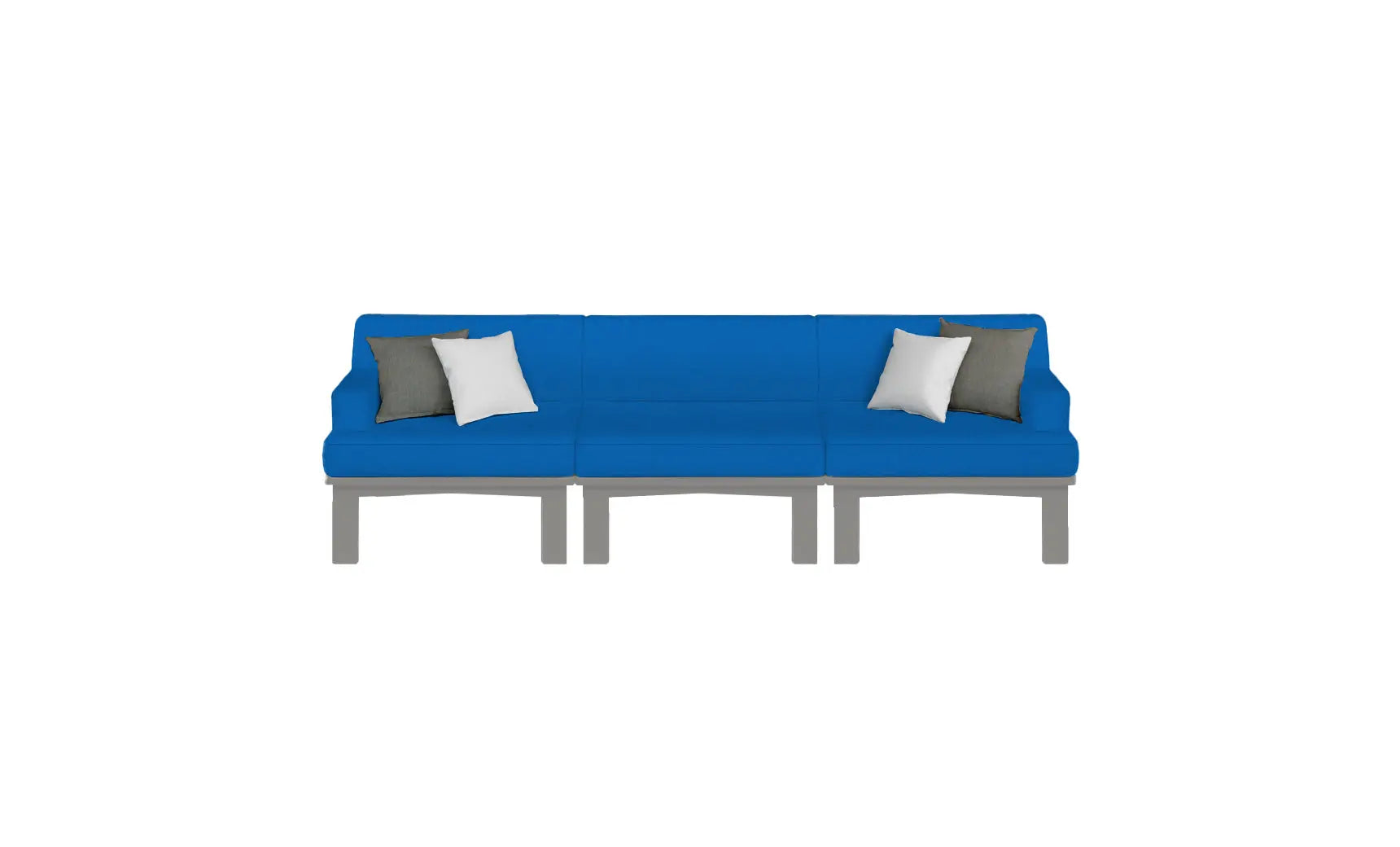 Mainstay sectional sofa in beige fabric with three cushion pieces and curved armrests