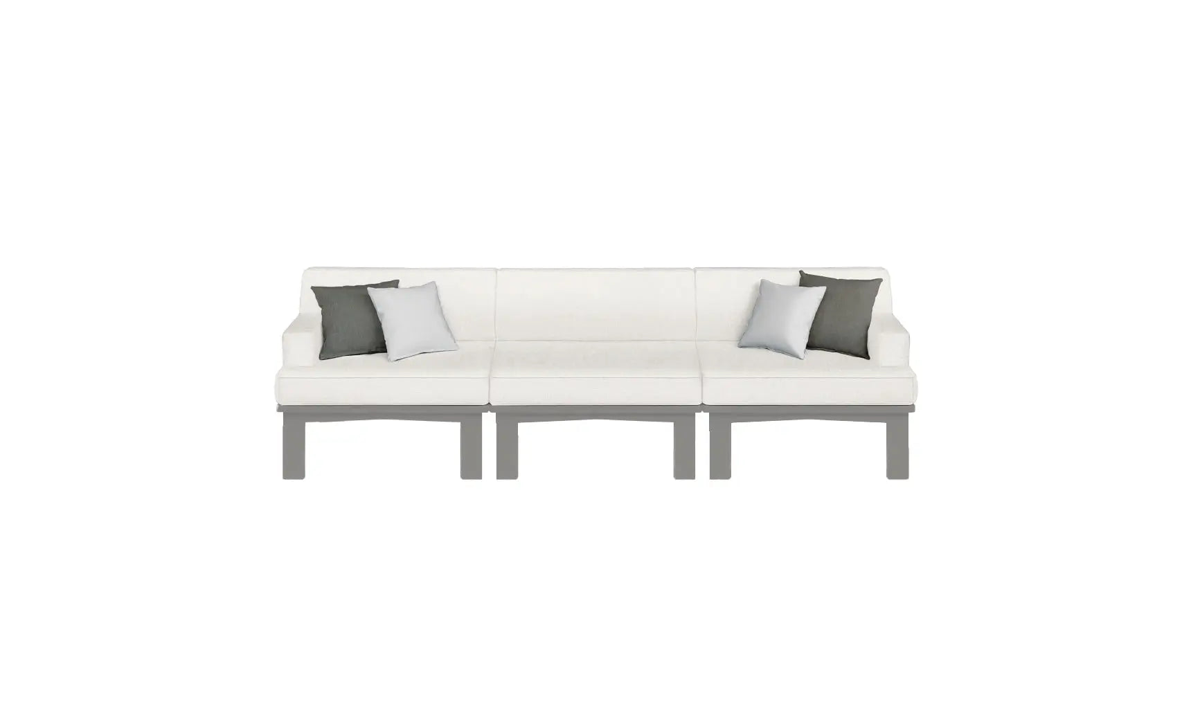 Mainstay sectional 3 piece sofa in beige fabric with curved armrests and matching ottoman.