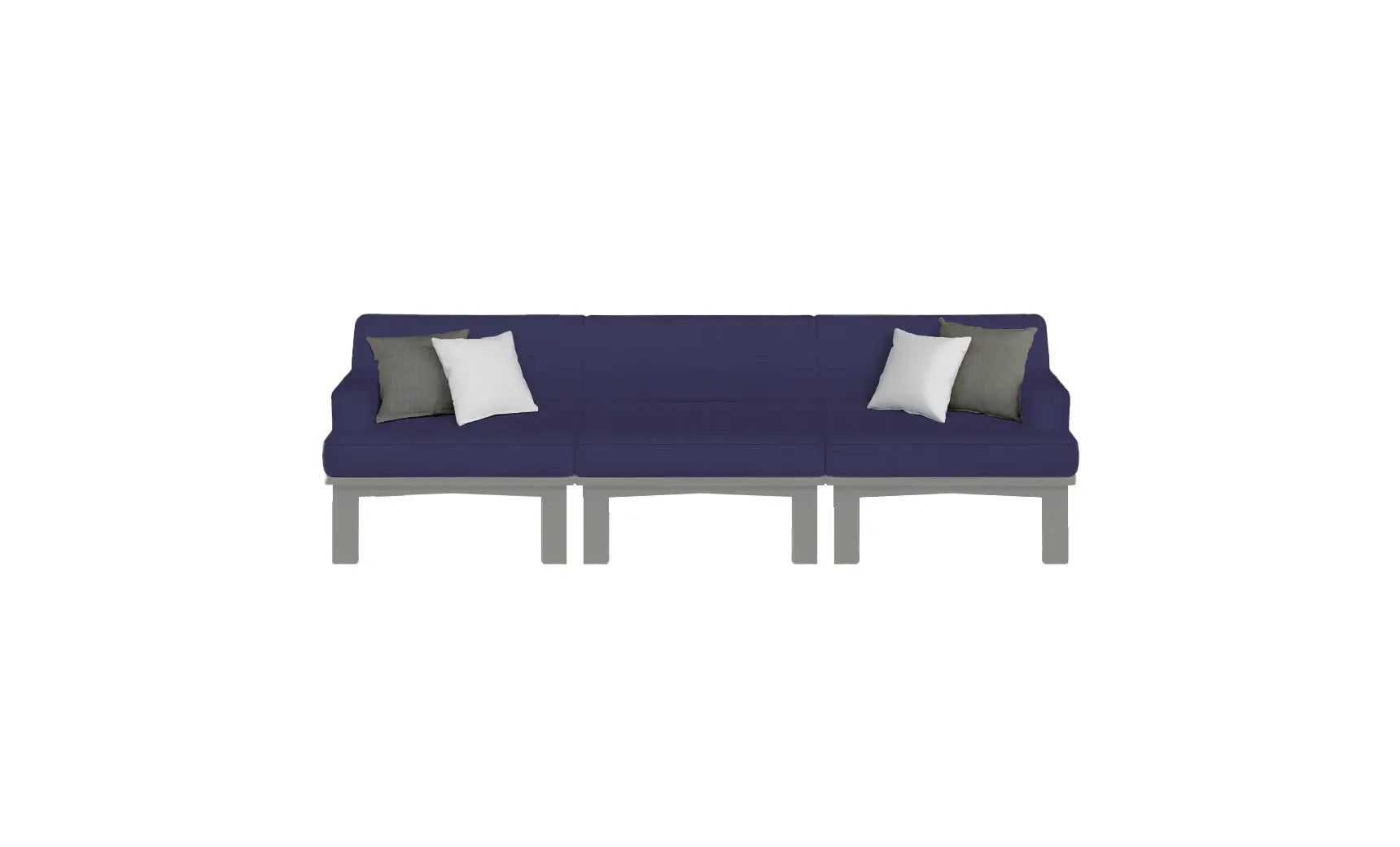 Mainstay sectional sofa in beige fabric with three cushion pieces and curved armrests