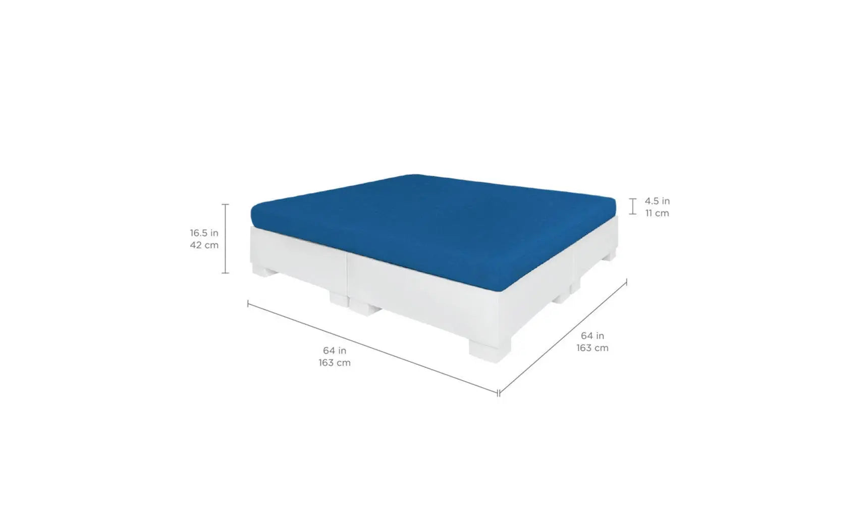 Affinity Square sunbed featuring a flat cushion design for comfortable lounging.