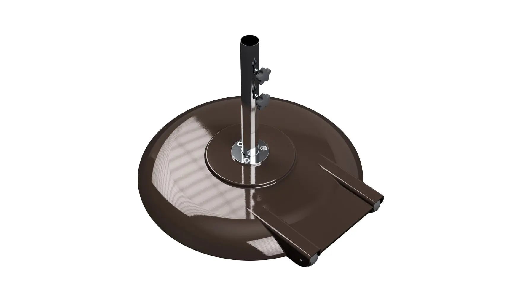 Aluminum umbrella base with four legs and a black finish