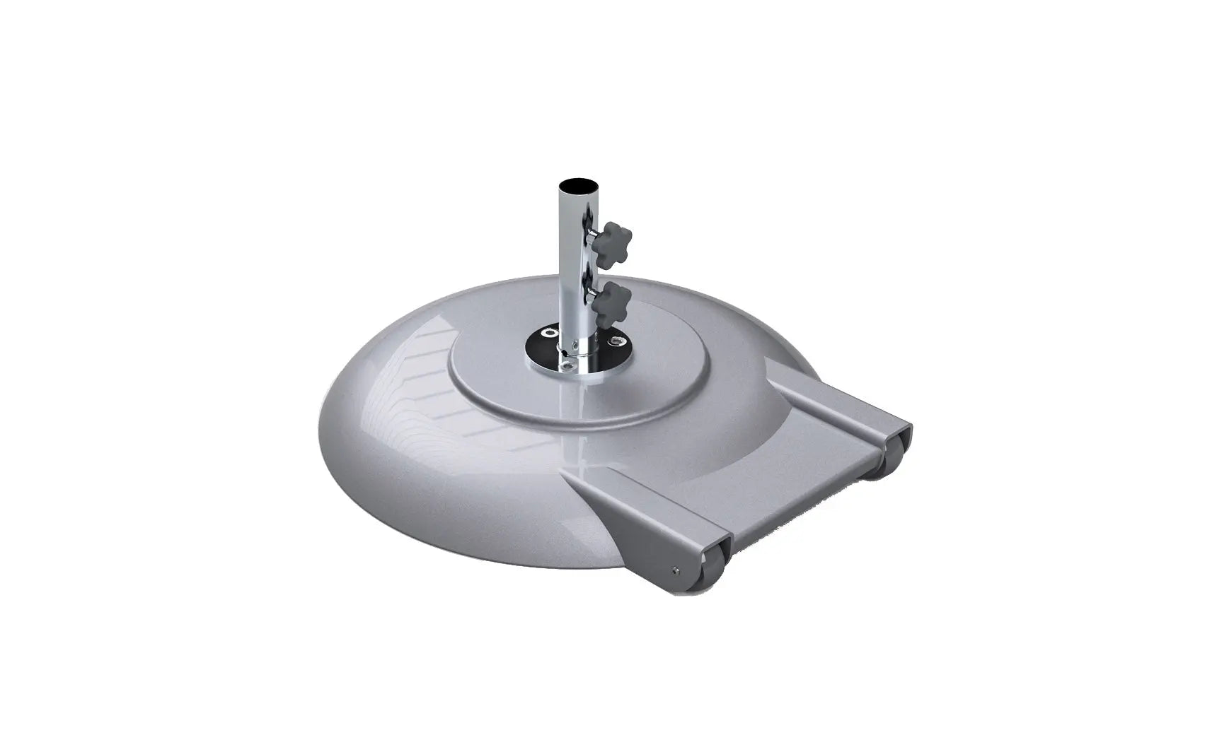 Aluminum umbrella base with four legs and a black finish