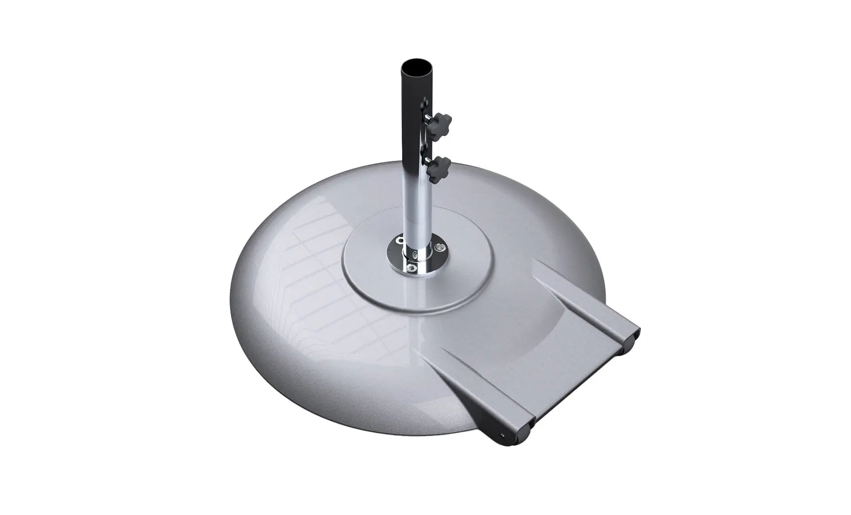 Aluminum umbrella base with four legs and a black finish