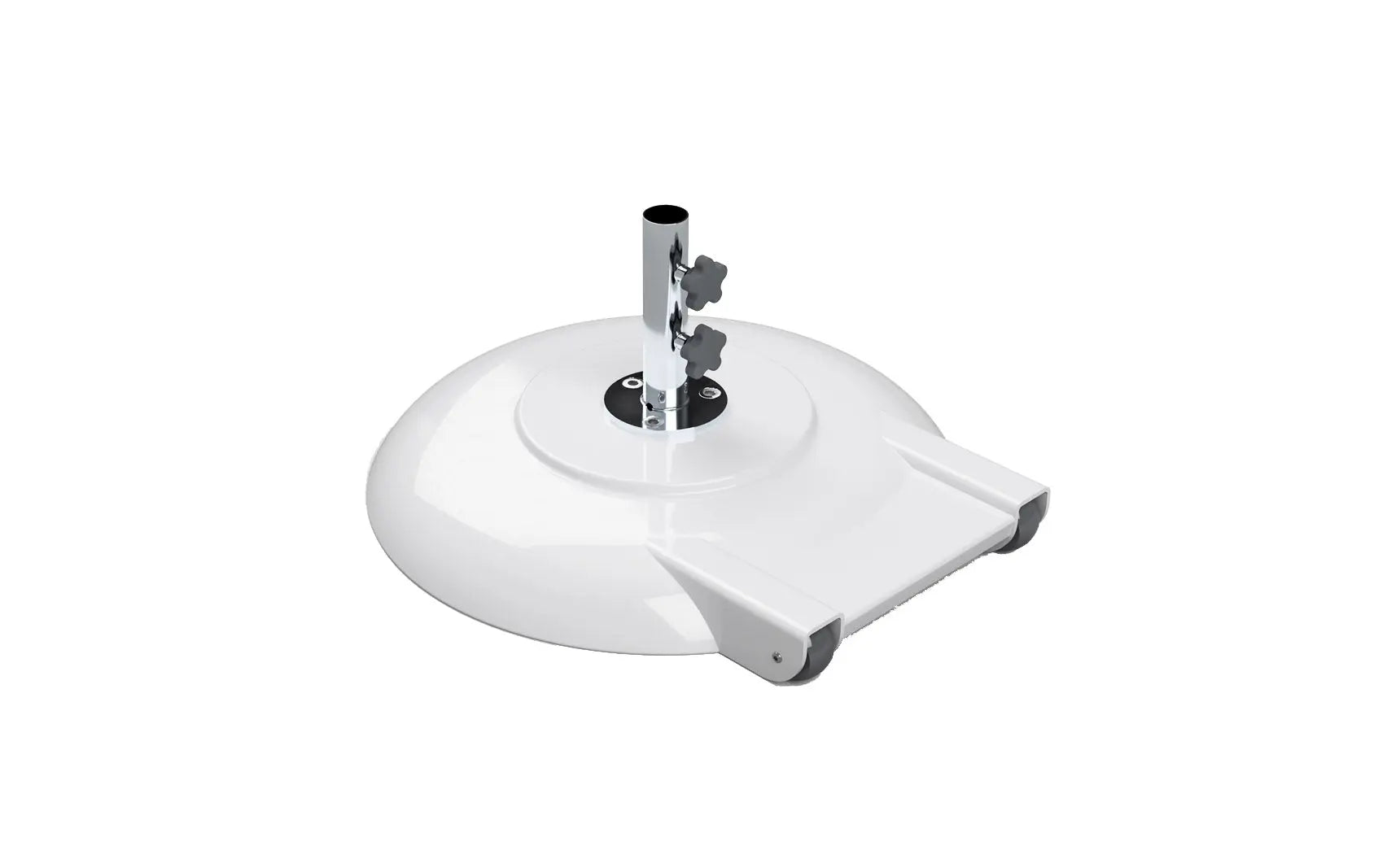Aluminum umbrella base with four legs and a black finish