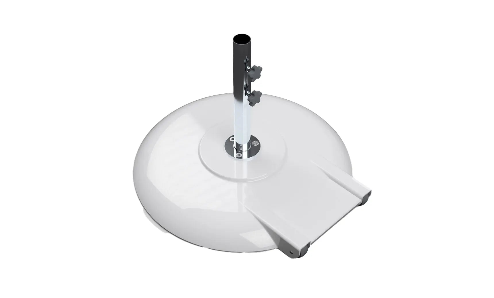 Aluminum umbrella base with four legs and a black finish