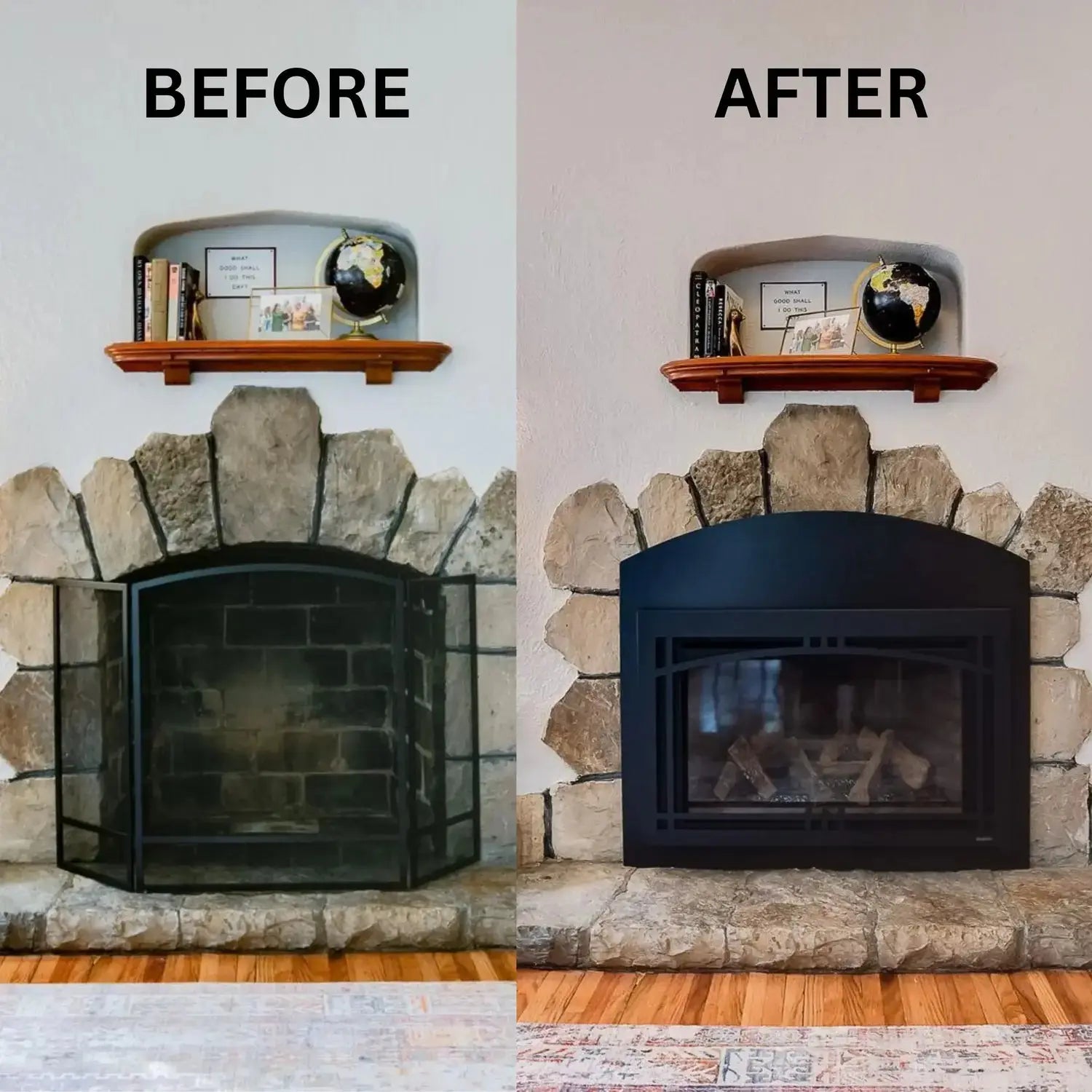 Majestic Ruby small direct vent gas fireplace insert in ruby red with glass front and controls panel.