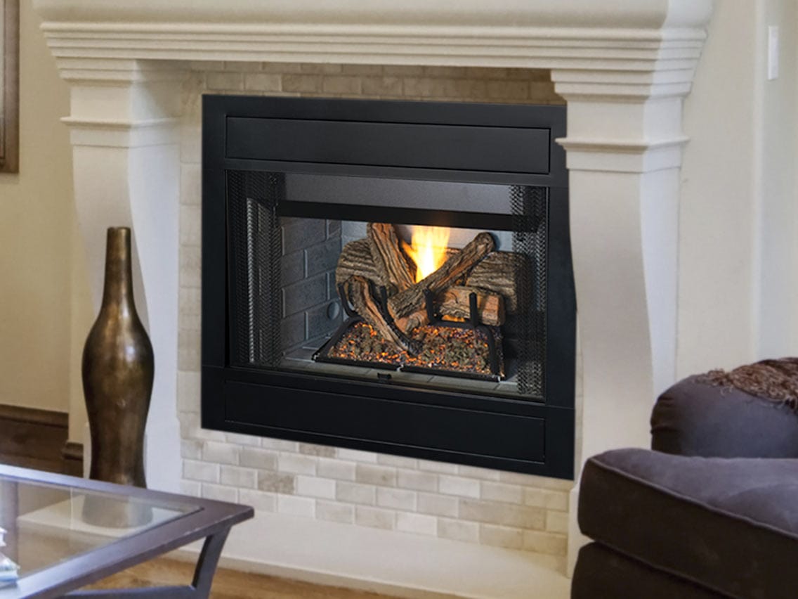Superior 36-Inch Traditional Smooth Faced B-Vent Gas Fireplace with Refractory Panel