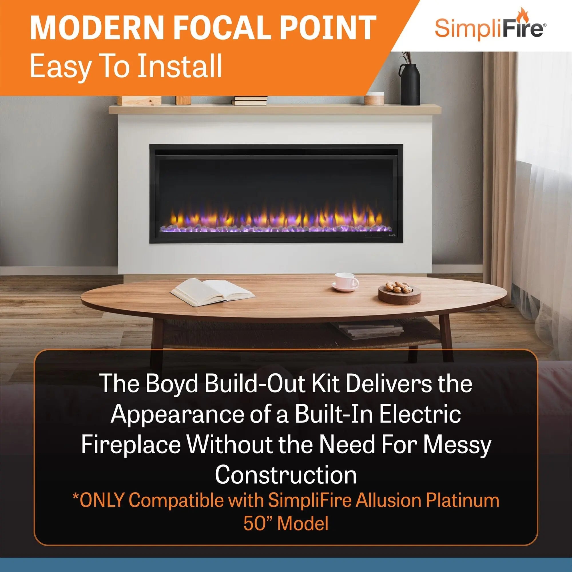 SimpliFire Boyd Ready-to-Finish Electric Fireplace Mantel Package