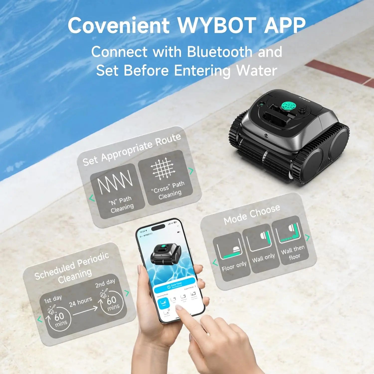 WYBOT C1 Cordless Robotic Pool Cleaner - Aqvina LLC
