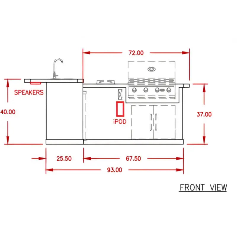 Cal Flame Carmel Q Platinum Series BBQ Island with P4 Grill Bundle | Model: BBK-870 | AQVINA World - Aqvina LLC